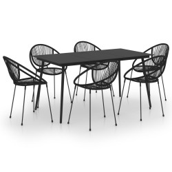 7-tlg. Garten-Essgruppe PVC Rattan Schwarz