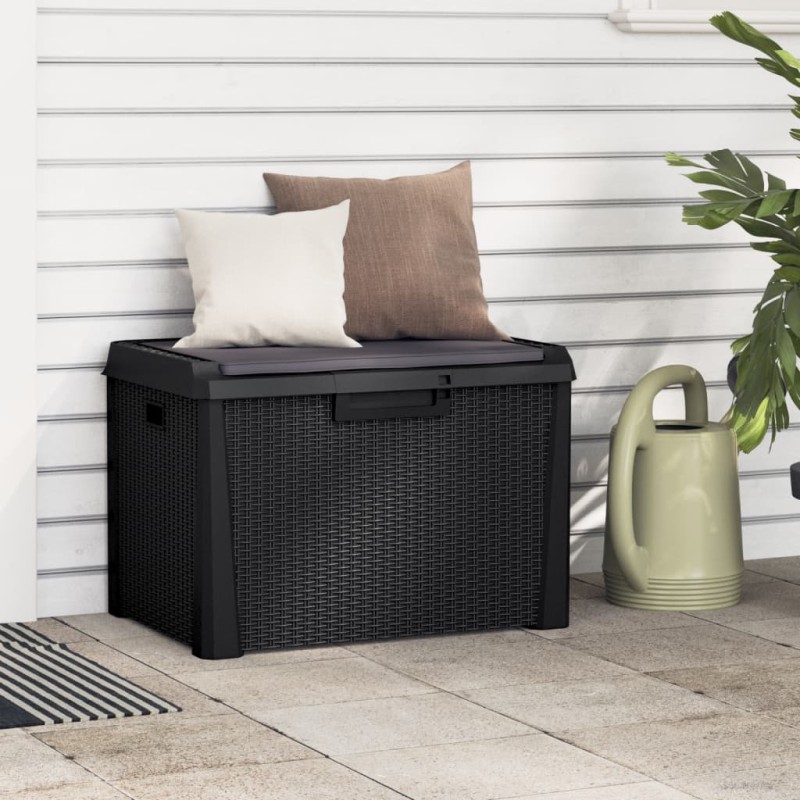 vidaXL Gartentruhe mit Sitzkissen Anthrazit 125 L PP vidaXL Gartentruhe mit Sitzkissen Anthrazit 125 L PP