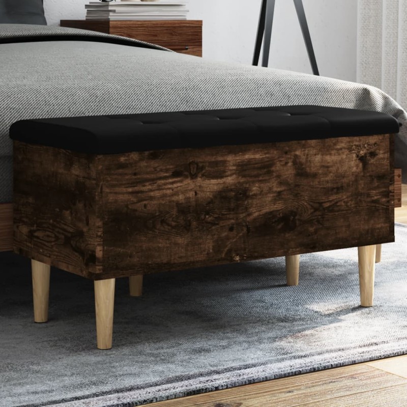 vidaXL Sitzbank mit Stauraum Räuchereiche 82x42x46 cm Holzwerkstoff vidaXL Sitzbank mit Stauraum Räuchereiche 82x42x46 cm Holzwerkstoff