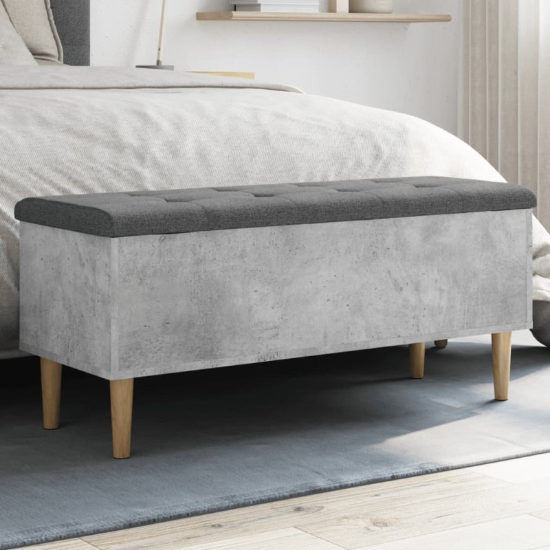 vidaXL Sitzbank mit Stauraum Betongrau 102x42x46 cm Holzwerkstoff vidaXL Sitzbank mit Stauraum Betongrau 102x42x46 cm Holzwerkstoff