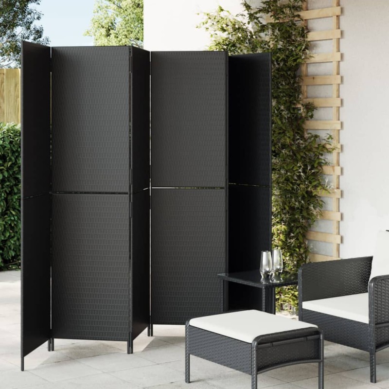 vidaXL Paravent 6-tlg. Schwarz Poly Rattan vidaXL Paravent 6-tlg. Schwarz Poly Rattan