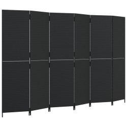 vidaXL Paravent 6-tlg. Schwarz Poly Rattan