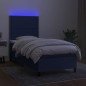 vidaXL Boxspringbett mit Matratze & LED Blau 80x200 cm Stoff vidaXL Boxspringbett mit Matratze & LED Blau 80x200 cm Stoff