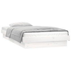 vidaXL Massivholzbett mit LED Weiß 90x200 cm