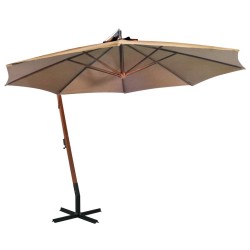 vidaXL Ampelschirm mit Mast Taupe 3,5x2,9 m Massivholz Tanne