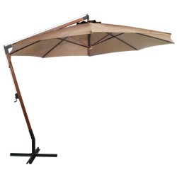 vidaXL Ampelschirm mit Mast Taupe 3,5x2,9 m Massivholz Tanne