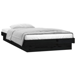 vidaXL Massivholzbett mit LED-Beleuchtung Schwarz 100x200 cm