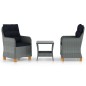 3-tlg. Garten-Lounge-Set mit Auflagen Poly Rattan Hellgrau 3-tlg. Garten-Lounge-Set mit Auflagen Poly Rattan Hellgrau