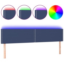 vidaXL LED Kopfteil Blau 160x5x78/88 cm Stoff