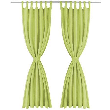 vidaXL Vorhänge Mikro-Satin 2 Stk. mit Schlaufen 140×225 cm Grün