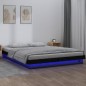 vidaXL Massivholzbett mit LED-Beleuchtung Schwarz 140x200 cm vidaXL Massivholzbett mit LED-Beleuchtung Schwarz 140x200 cm