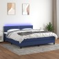 vidaXL Boxspringbett mit Matratze & LED Blau 160x200 cm Stoff vidaXL Boxspringbett mit Matratze & LED Blau 160x200 cm Stoff
