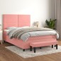 vidaXL Boxspringbett mit Matratze Rosa 140x200 cm Samt vidaXL Boxspringbett mit Matratze Rosa 140x200 cm Samt