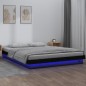 vidaXL Massivholzbett mit LEDs Schwarz 120x190 cm vidaXL Massivholzbett mit LEDs Schwarz 120x190 cm