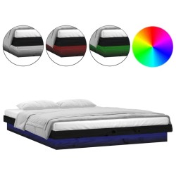 vidaXL Massivholzbett mit LEDs Schwarz 120x190 cm