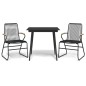 3-tlg. Garten-Essgruppe Schwarz PVC Rattan 3-tlg. Garten-Essgruppe Schwarz PVC Rattan