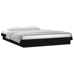 vidaXL Massivholzbett mit LEDs Schwarz 160x200 cm