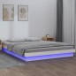vidaXL Massivholzbett mit LEDs Weiß 150x200 cm vidaXL Massivholzbett mit LEDs Weiß 150x200 cm
