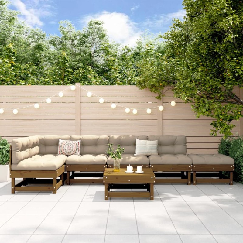 vidaXL 7-tlg. Garten-Lounge-Set Honigbraun Massivholz Kiefer vidaXL 7-tlg. Garten-Lounge-Set Honigbraun Massivholz Kiefer