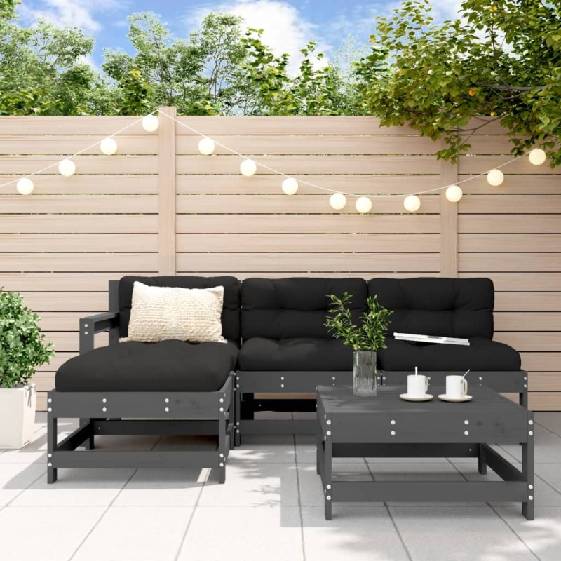 vidaXL 5-tlg. Garten-Lounge-Set Grau Massivholz Kiefer vidaXL 5-tlg. Garten-Lounge-Set Grau Massivholz Kiefer