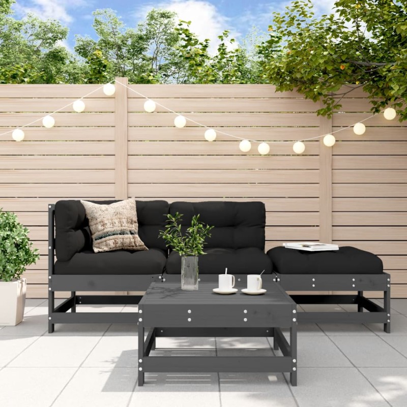 vidaXL 4-tlg. Garten-Lounge-Set Grau Massivholz Kiefer vidaXL 4-tlg. Garten-Lounge-Set Grau Massivholz Kiefer