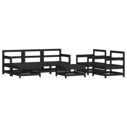vidaXL 7-tlg. Garten-Lounge-Set Schwarz Massivholz Kiefer