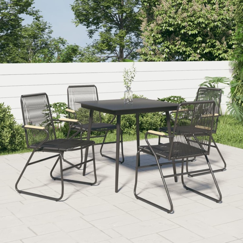 5-tlg. Garten-Essgruppe Schwarz PVC Rattan 5-tlg. Garten-Essgruppe Schwarz PVC Rattan