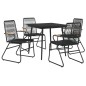 5-tlg. Garten-Essgruppe Schwarz PVC Rattan 5-tlg. Garten-Essgruppe Schwarz PVC Rattan