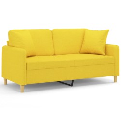 vidaXL 2-Sitzer-Sofa mit Zierkissen Hellgelb 140 cm Stoff