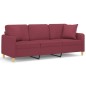 vidaXL 3-Sitzer-Sofa mit Zierkissen Weinrot 180 cm Stoff vidaXL 3-Sitzer-Sofa mit Zierkissen Weinrot 180 cm Stoff