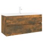 vidaXL Waschbeckenschrank mit Einbaubecken Räuchereiche Holzwerkstoff vidaXL Waschbeckenschrank mit Einbaubecken Räuchereiche Holzwerkstoff