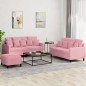 vidaXL 3-tlg. Sofagarnitur mit Kissen Rosa Samt vidaXL 3-tlg. Sofagarnitur mit Kissen Rosa Samt