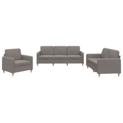 vidaXL 3-tlg. Sofagarnitur mit Kissen Taupe Stoff