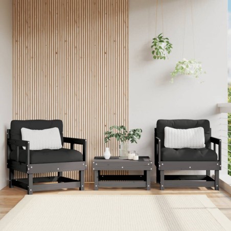 vidaXL Gartenstühle 2 Stk. Grau Massivholz Kiefer