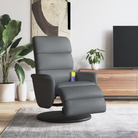 vidaXL Massagesessel mit Fußteil Grau Kunstleder