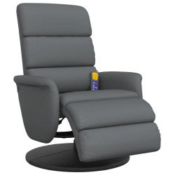 vidaXL Massagesessel mit Fußteil Grau Kunstleder