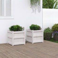 vidaXL Pflanzkübel 2 Stk. Weiß Massivholz Kiefer