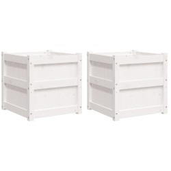 vidaXL Pflanzkübel 2 Stk. Weiß Massivholz Kiefer