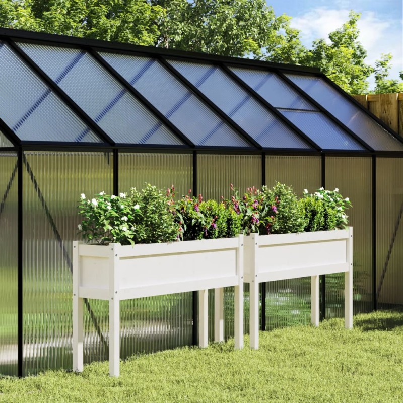 vidaXL Pflanzkübel 2 Stk. mit Beinen Weiß Massivholz Kiefer vidaXL Pflanzkübel 2 Stk. mit Beinen Weiß Massivholz Kiefer