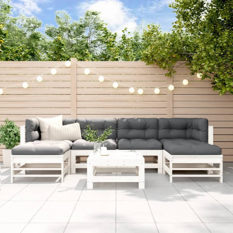 vidaXL 7-tlg. Garten-Lounge-Set Weiß Massivholz Kiefer vidaXL 7-tlg. Garten-Lounge-Set Weiß Massivholz Kiefer