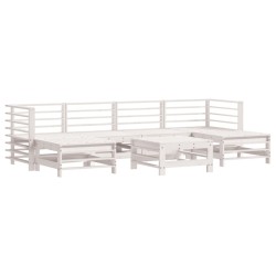 vidaXL 7-tlg. Garten-Lounge-Set Weiß Massivholz Kiefer