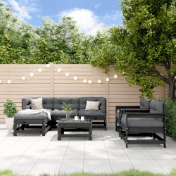 vidaXL 7-tlg. Garten-Lounge-Set Schwarz Massivholz Kiefer