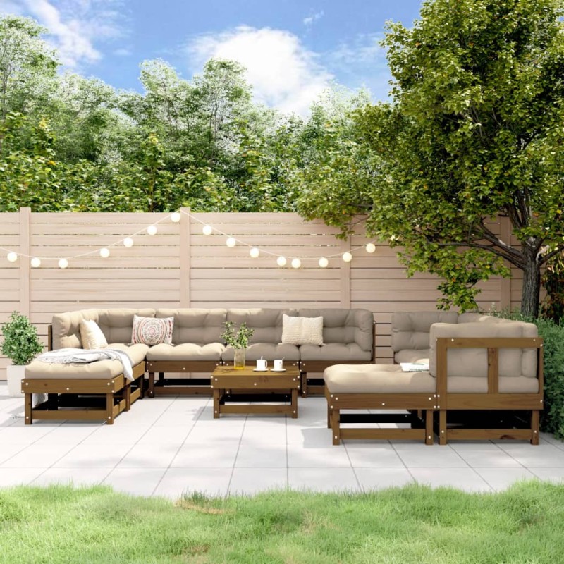 vidaXL 11-tlg. Garten-Lounge-Set Honigbraun Massivholz Kiefer vidaXL 11-tlg. Garten-Lounge-Set Honigbraun Massivholz Kiefer