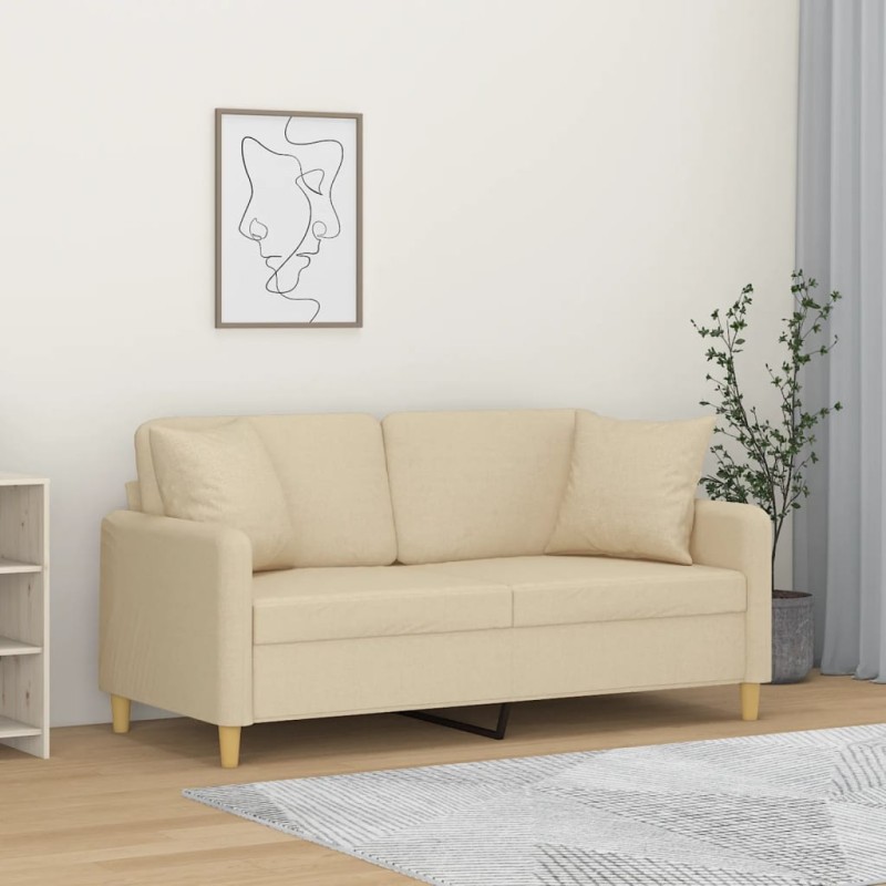 vidaXL 2-Sitzer-Sofa mit Zierkissen Creme 140 cm Stoff vidaXL 2-Sitzer-Sofa mit Zierkissen Creme 140 cm Stoff
