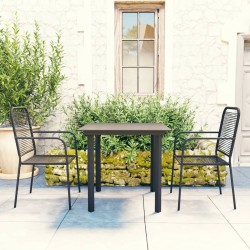 vidaXL 3-tlg. Garten-Essgruppe Schwarz Glas und Stahl