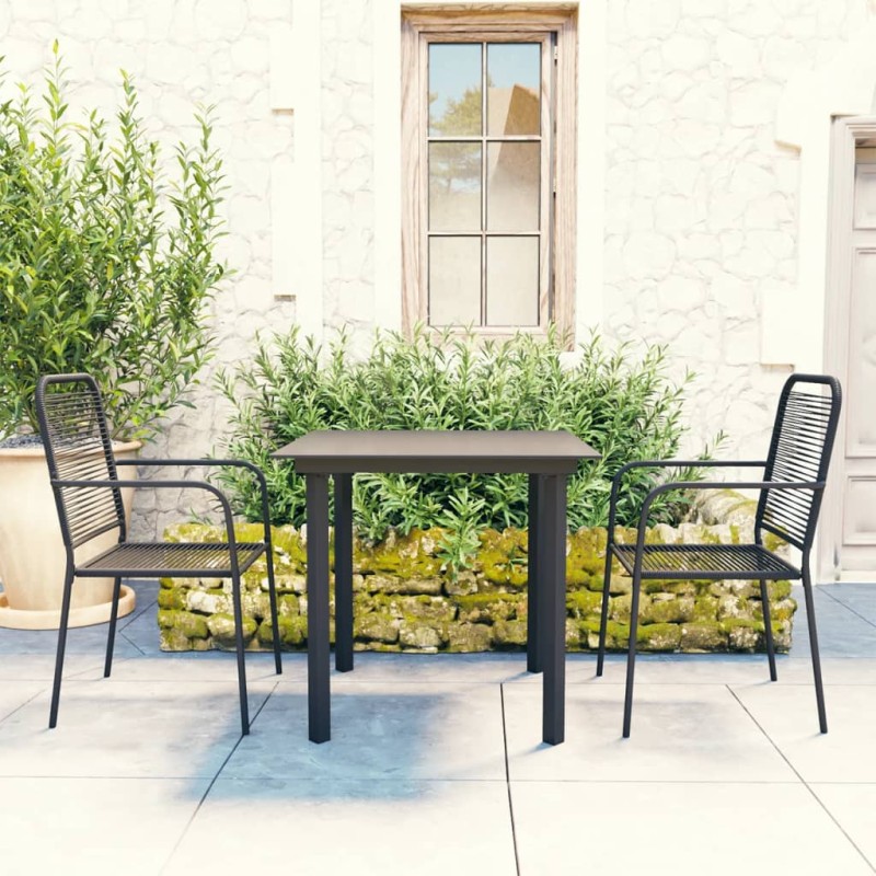 vidaXL 3-tlg. Garten-Essgruppe Schwarz Glas und Stahl vidaXL 3-tlg. Garten-Essgruppe Schwarz Glas und Stahl