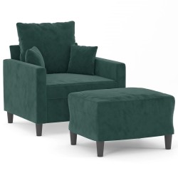 vidaXL Sessel mit Hocker Dunkelgrün 60 cm Samt