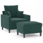 vidaXL Sessel mit Hocker Dunkelgrün 60 cm Samt vidaXL Sessel mit Hocker Dunkelgrün 60 cm Samt