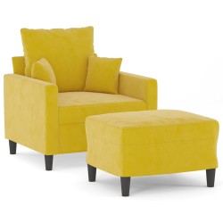 vidaXL Sessel mit Hocker Gelb 60 cm Samt