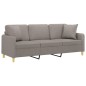 vidaXL 3-Sitzer-Sofa mit Zierkissen Taupe 180 cm Stoff vidaXL 3-Sitzer-Sofa mit Zierkissen Taupe 180 cm Stoff